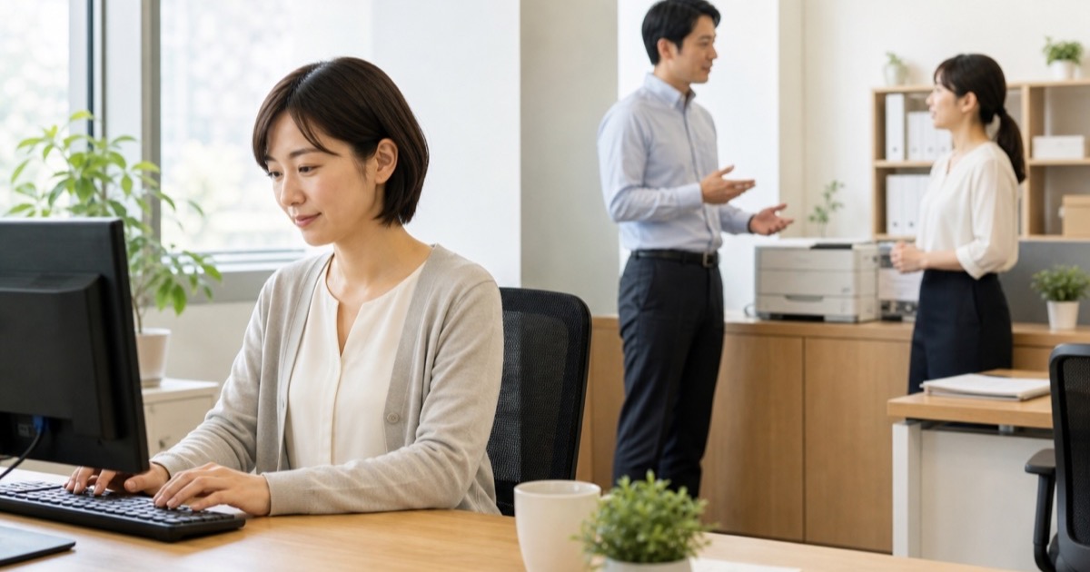 職場で自分の仕事に集中する社員