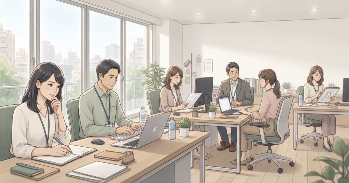 職場で必要な人間関係を保ちながら仕事に集中する社員